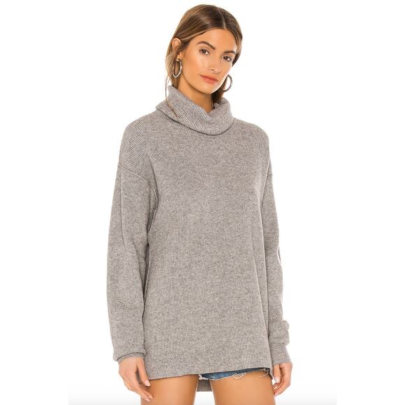 FREE PEOPLE Softly Structured Tunic Turtleneck Sweater Gray Medium M - Picture 2 of 10